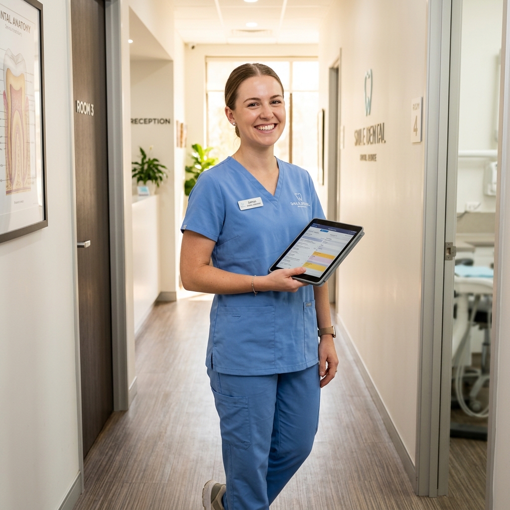 Cheerful dental assistant